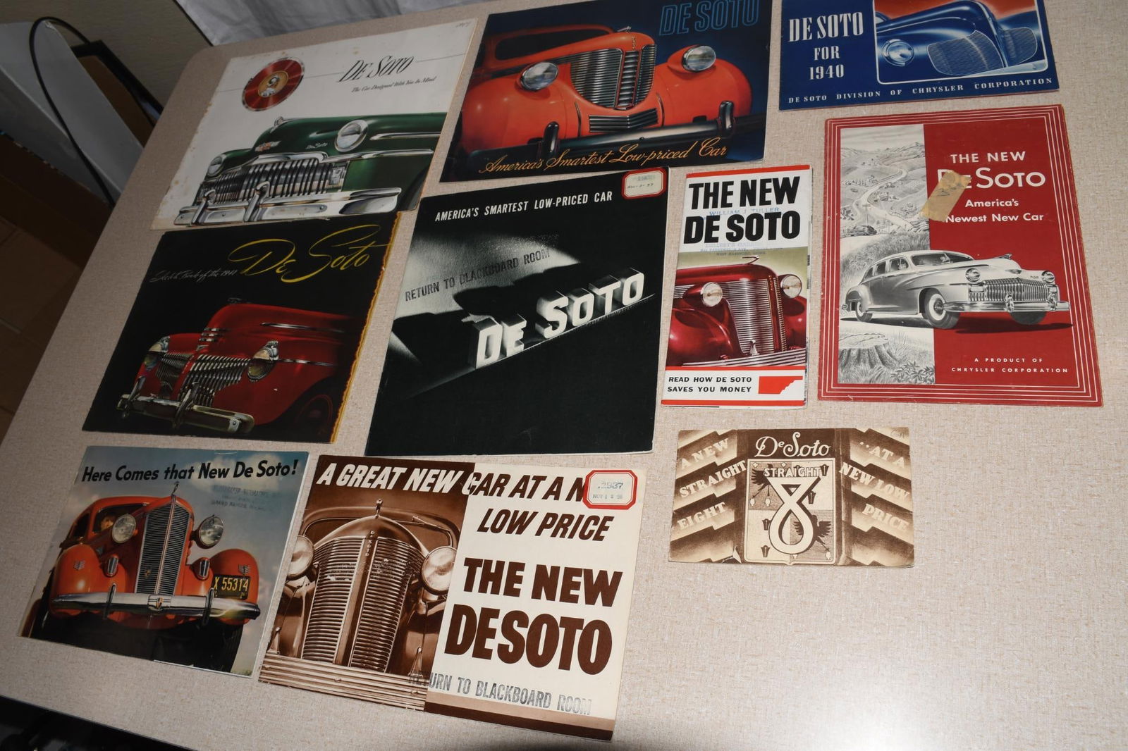 Lot of 10 Desoto Brochures - 1 (1930) 1 (1936) 2 (1937) 2 (1938) 1 (1940) 1 (1941) 1 (1946) 1 (1949) (1 of 4)