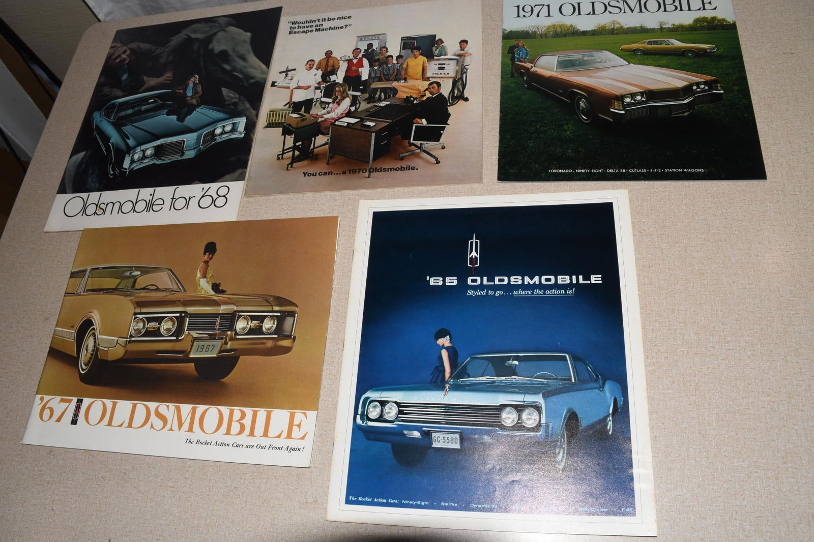 Lot of 4 Oldsmobile Brochures - 1 (1965) 1 (1967) 1 (1968) 1 (1970) 1 (1971) (1 of 6)