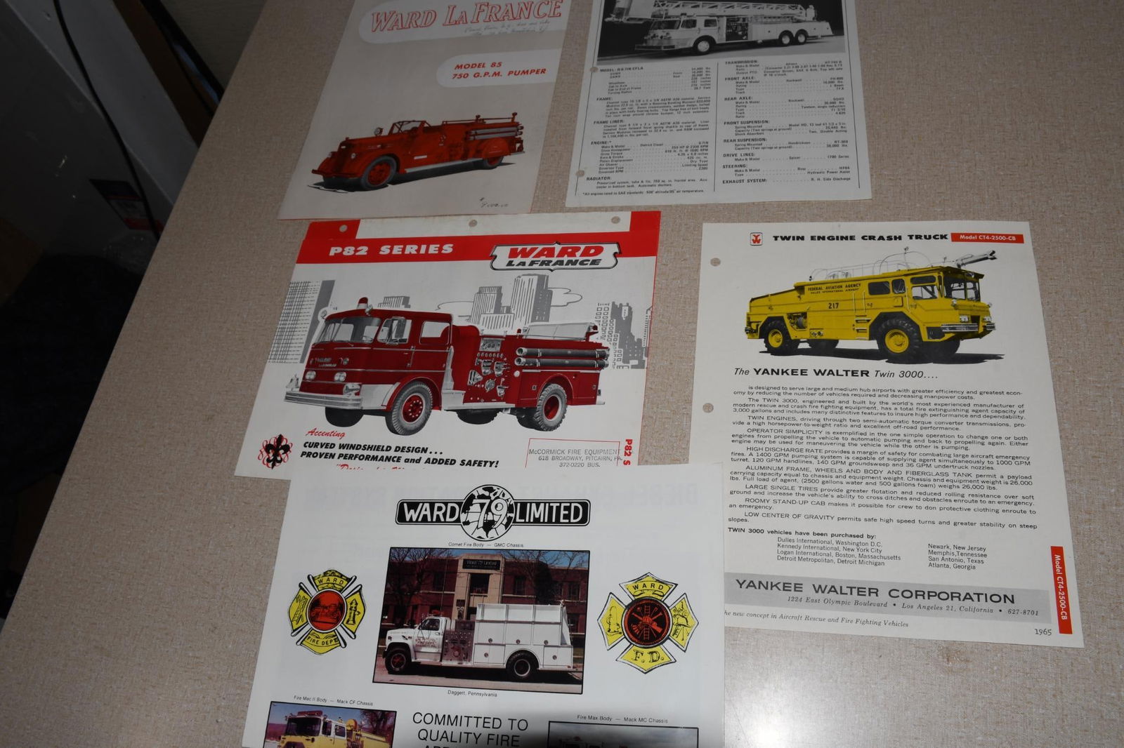 Lot of 5 Ward LaFrance Fire Truck Literature - 1 (1945) 1 (1965) 1 (1966) 1 (1974) 1 (1988) (1 of 4)