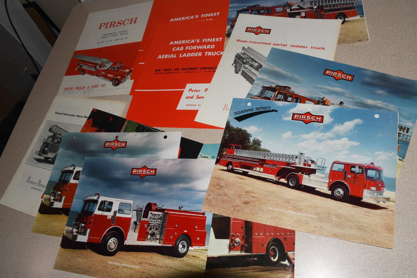 18 Fire Truck Literature - 1 (1957) 3 (1958) 2 (1960-1965) 1 (1964-1968) 1 (1965-1969) and more: 11"x8.5" in good condition, one is damaged.