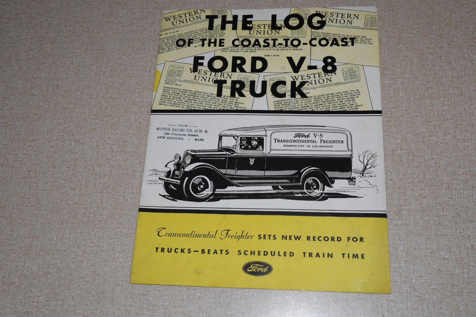 1933 Ford Truck Model V8 Panel Transcontinental Record Sales Folder Original (1 of 6)