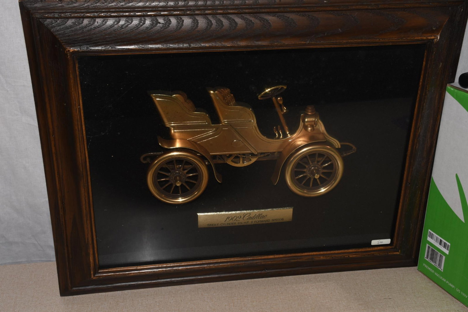 1902 Cadillac GM Dealer Showroom Shadow Box: 18.5"x23.5", in good condition