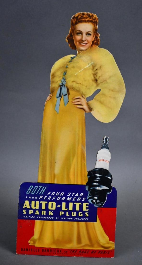 Auto-Lite Spark Plugs Cardboard Easel Back Sign (1 of 3)