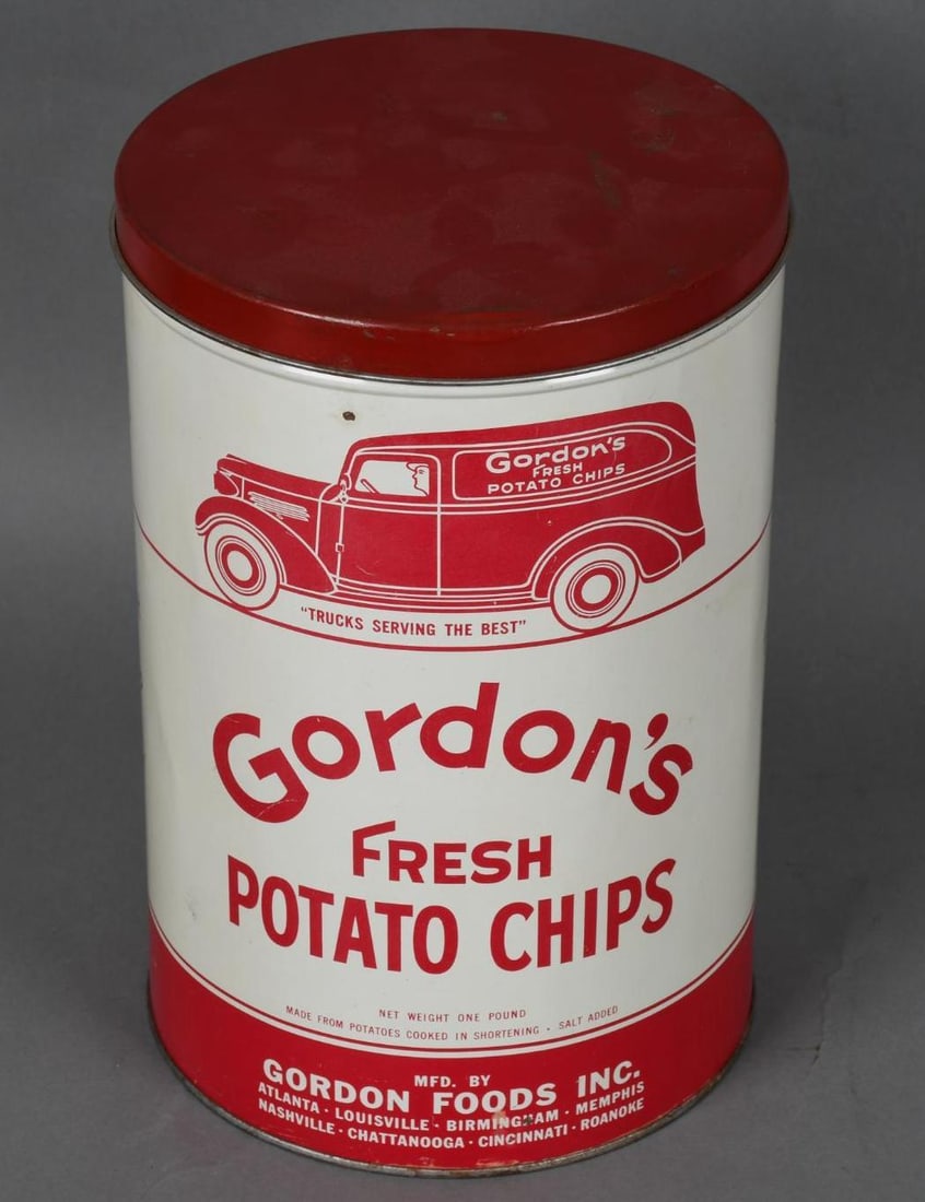 Gordon's Fresh Potato Chips w/Logo Metal Can (1 of 3)