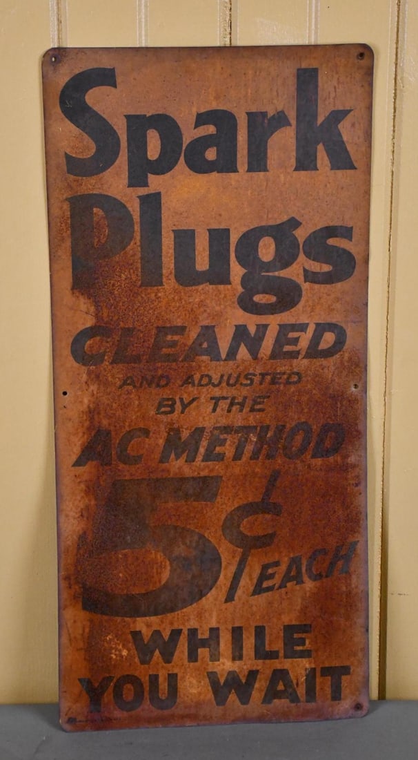AC Sparks Plugs Cleaned Metal Sign (1 of 3)
