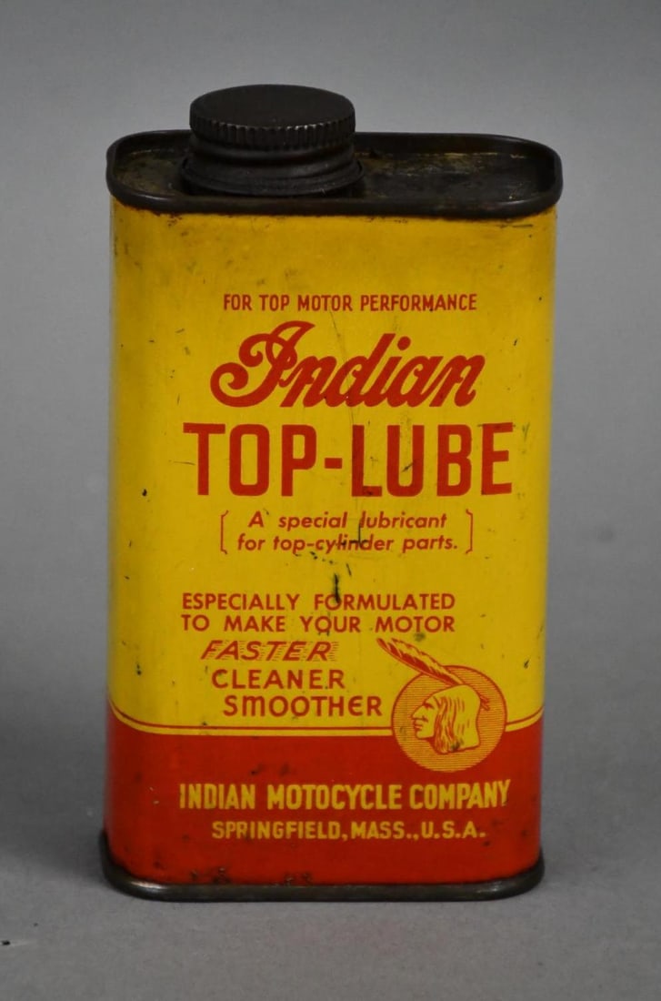 Indian Motorcycle Top-Lube Half Pint Metal Can (1 of 2)