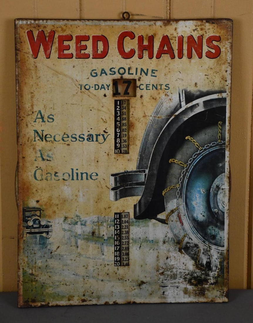 Weed Chains "As Neccessary as Gasoline" Metal Pricer Sign (TAC) (1 of 3)
