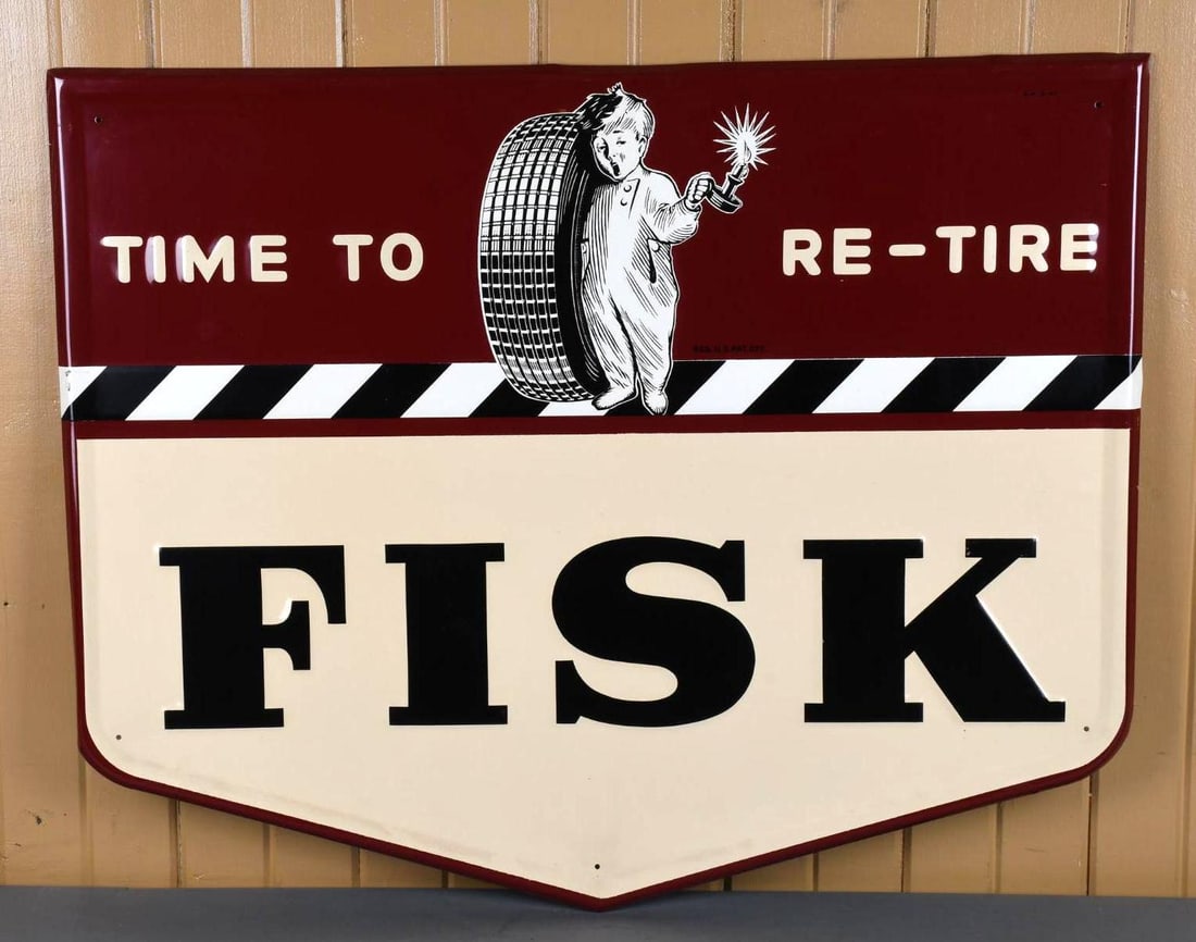 Fisk Time to Re-Tire w/Logo Metal Sign (TAC) (1 of 6)