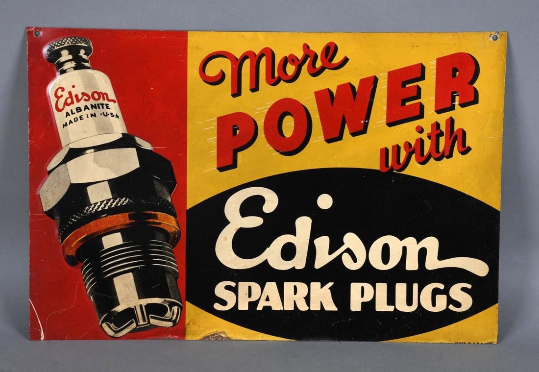Edison Spark Plugs "More Power" Metal Sign (TAC) (1 of 4)