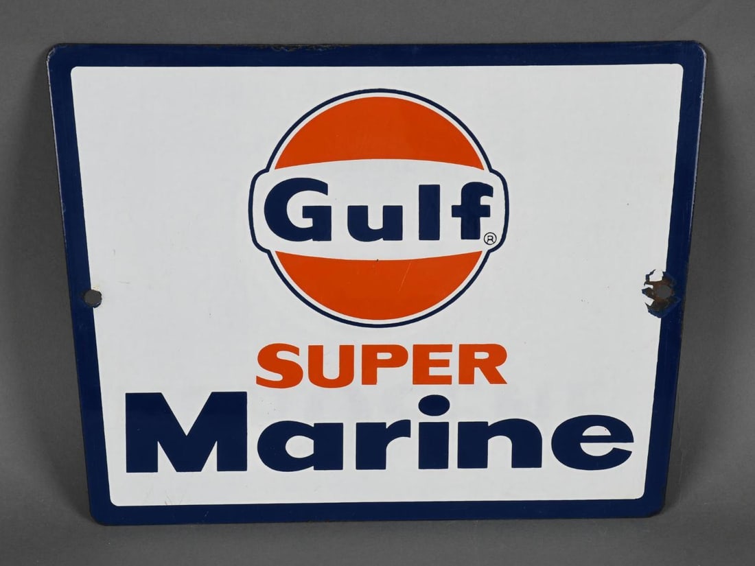 Gulf Super Marine Porcelain Pump Sign (TAC) (1 of 3)