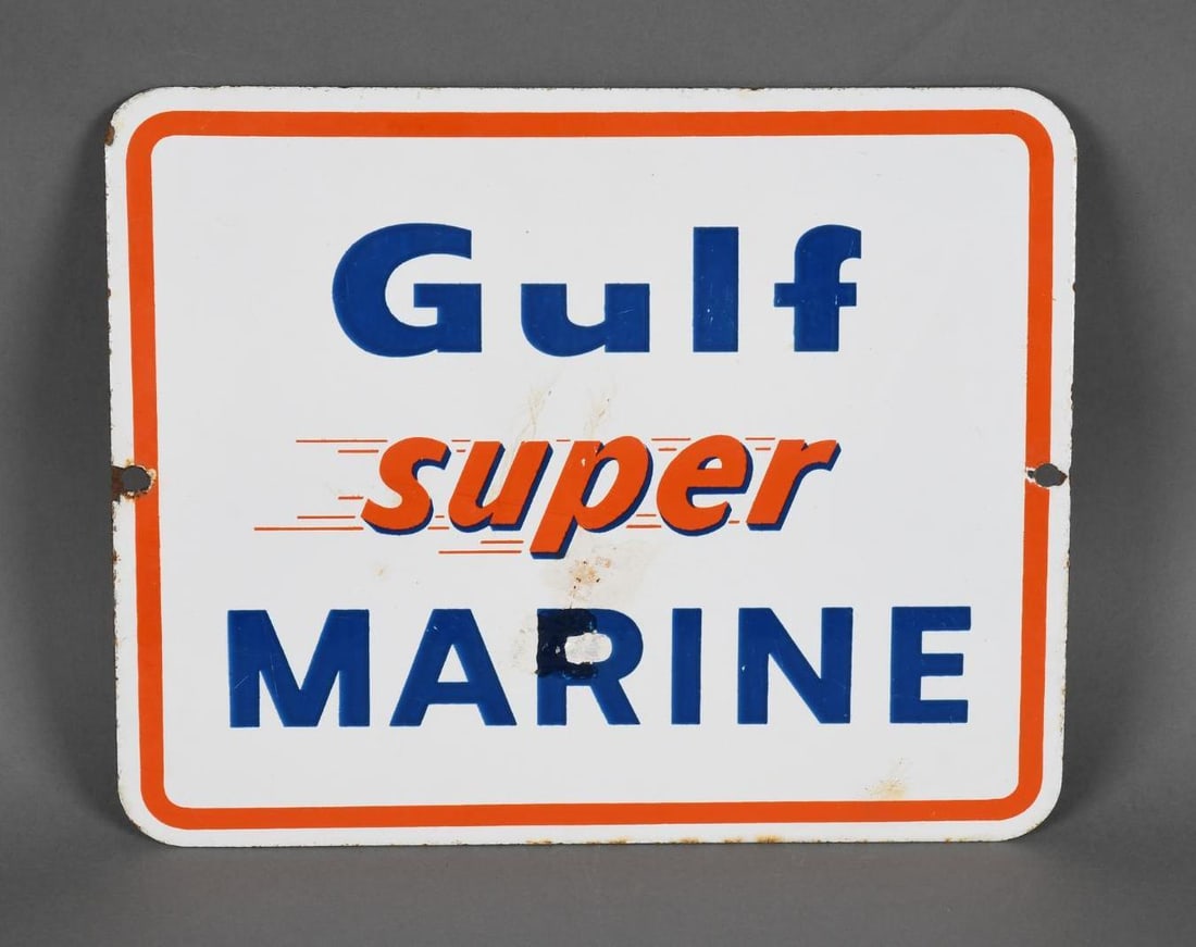 Gulf Super Marine Porcelain Pump Sign (TAC) (1 of 3)