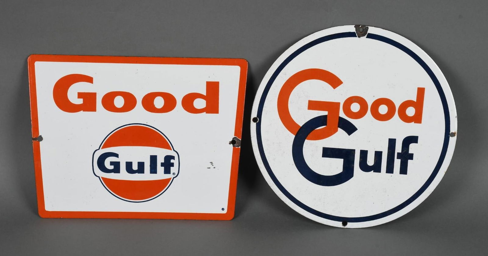2-Different Gulf Porcelain Pump Signs (1 of 4)