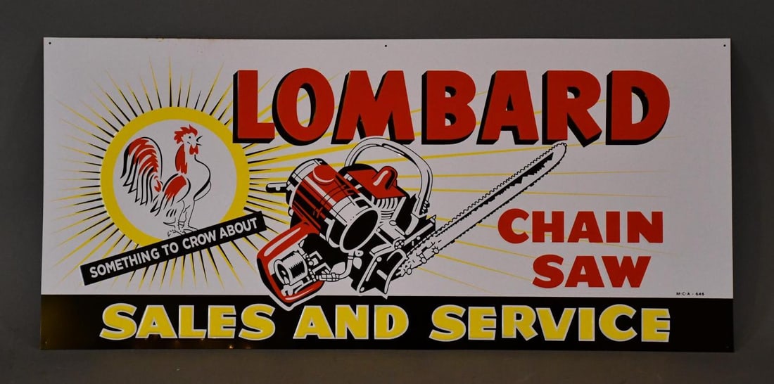 (New) Lombard Chain Saw w/ Graphics Metal Sign (1 of 4)