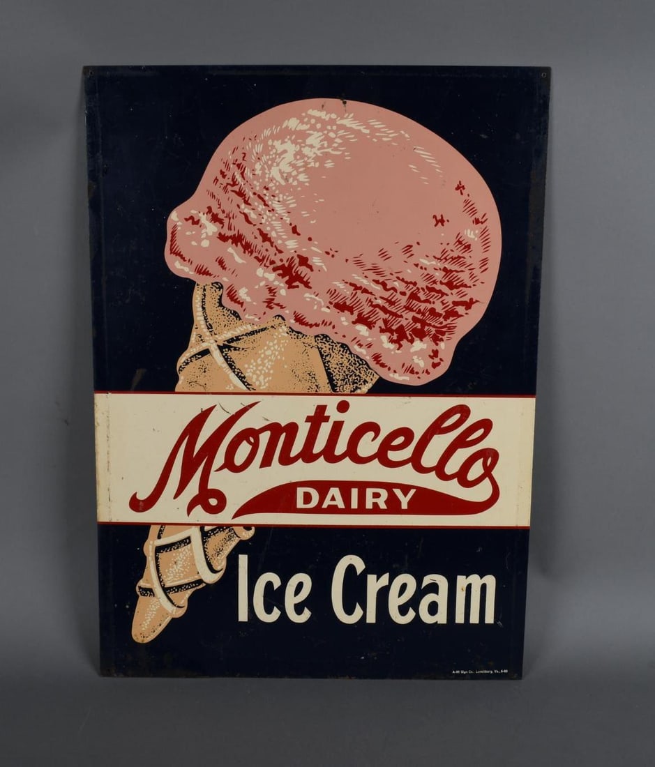 Monticello Dairy Ice Cream Metal Sign Auction