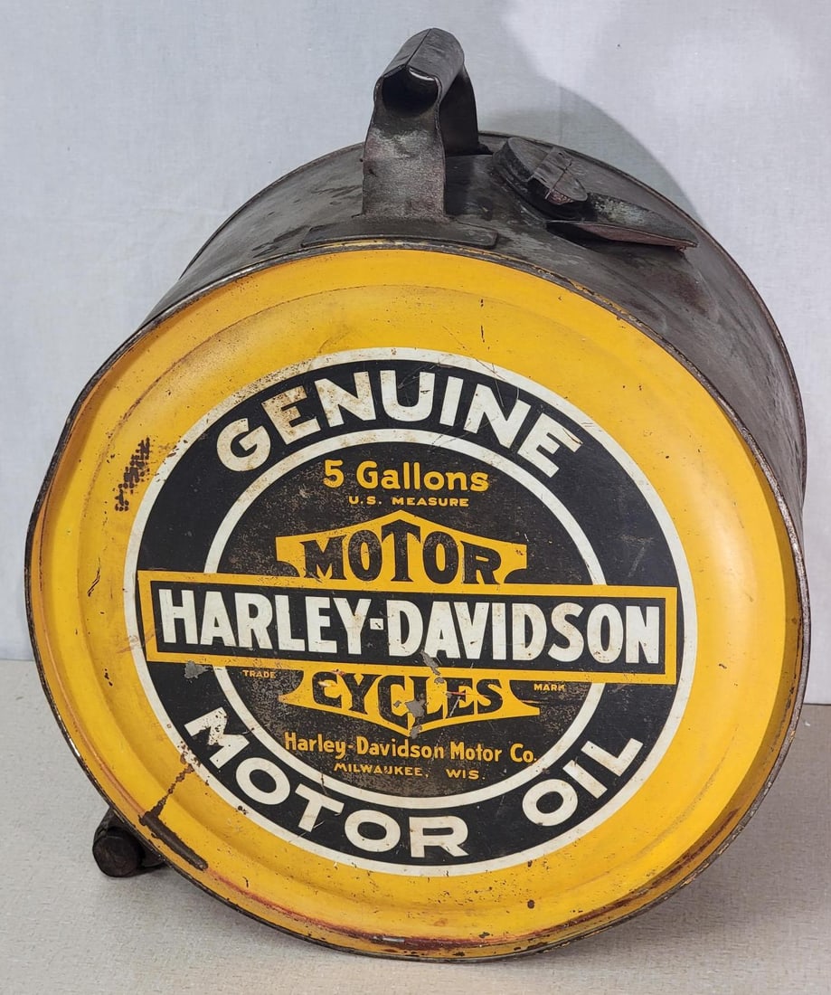 Harley-Davidson Motor Oil Five Gallon Metal Rocker Can (TAC) (1 of 6)