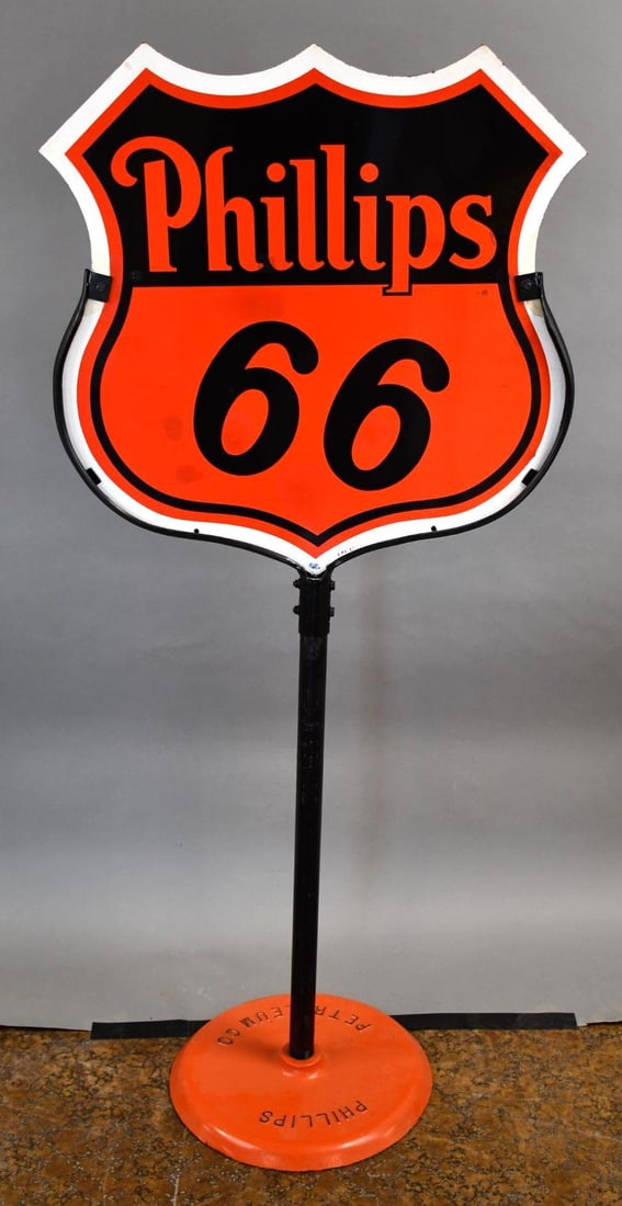 Phillips 66 (orange & black) Porcelain Sign w/White Border (TAC) (1 of 7)