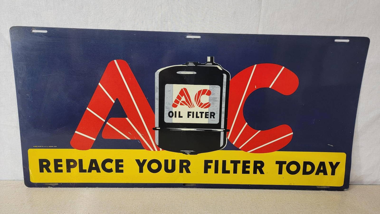 Ac Oil Filter "replace Your Filter Today" W/logo Metal Sign (tac) Auction
