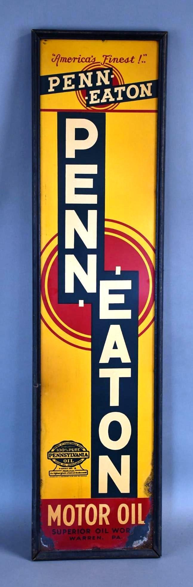 Penn-Eaton Motor Oil Metal Vertical Sign (TAC) (1 of 5)