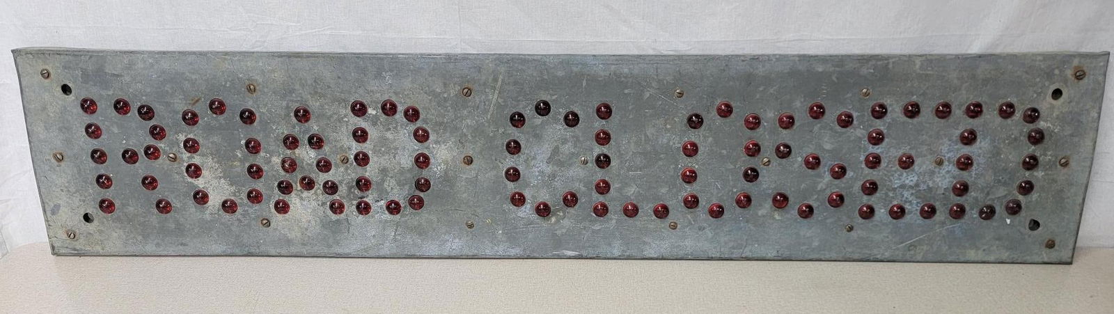 Early "Road Closed" Metal Sign w/Red Glass Jewels (1 of 4)