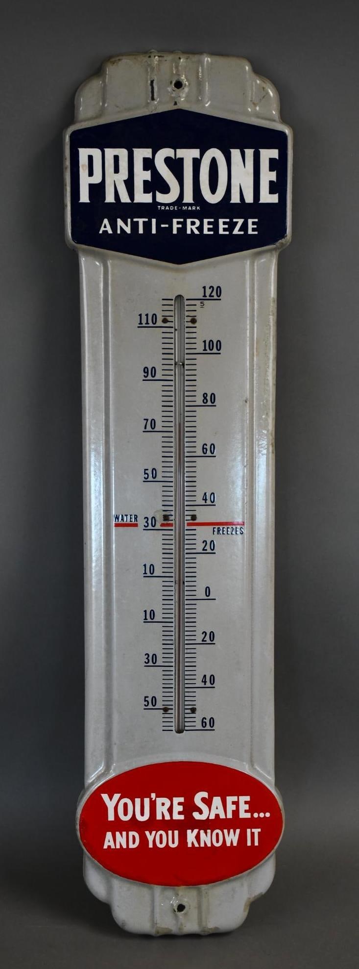 Prestone Anti-Freeze "You're Safe and You Know It" Porcelain Thermometer (TAC) (1 of 4)