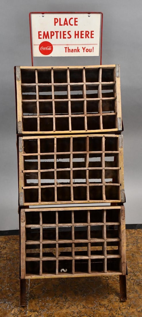 Coca-Cola "Place Empties Here Sign, Stand & Wood Crates (1 of 3)