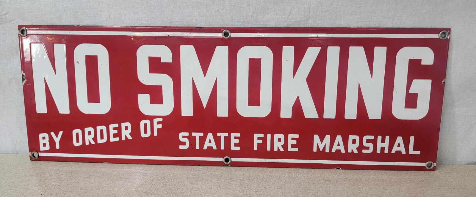 No Smoking "by order of the State Fire Marshal" Porcelain Sign (TAC) (1 of 2)