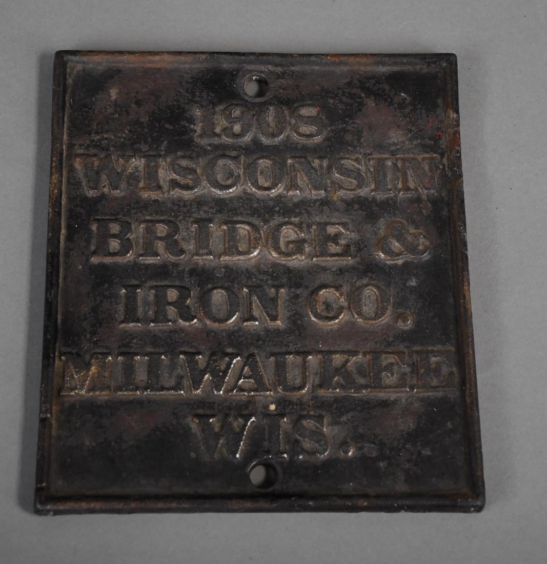 1908 Wisconsin Bridge & Iron Co. Cast Iron Plaque (1 of 3)