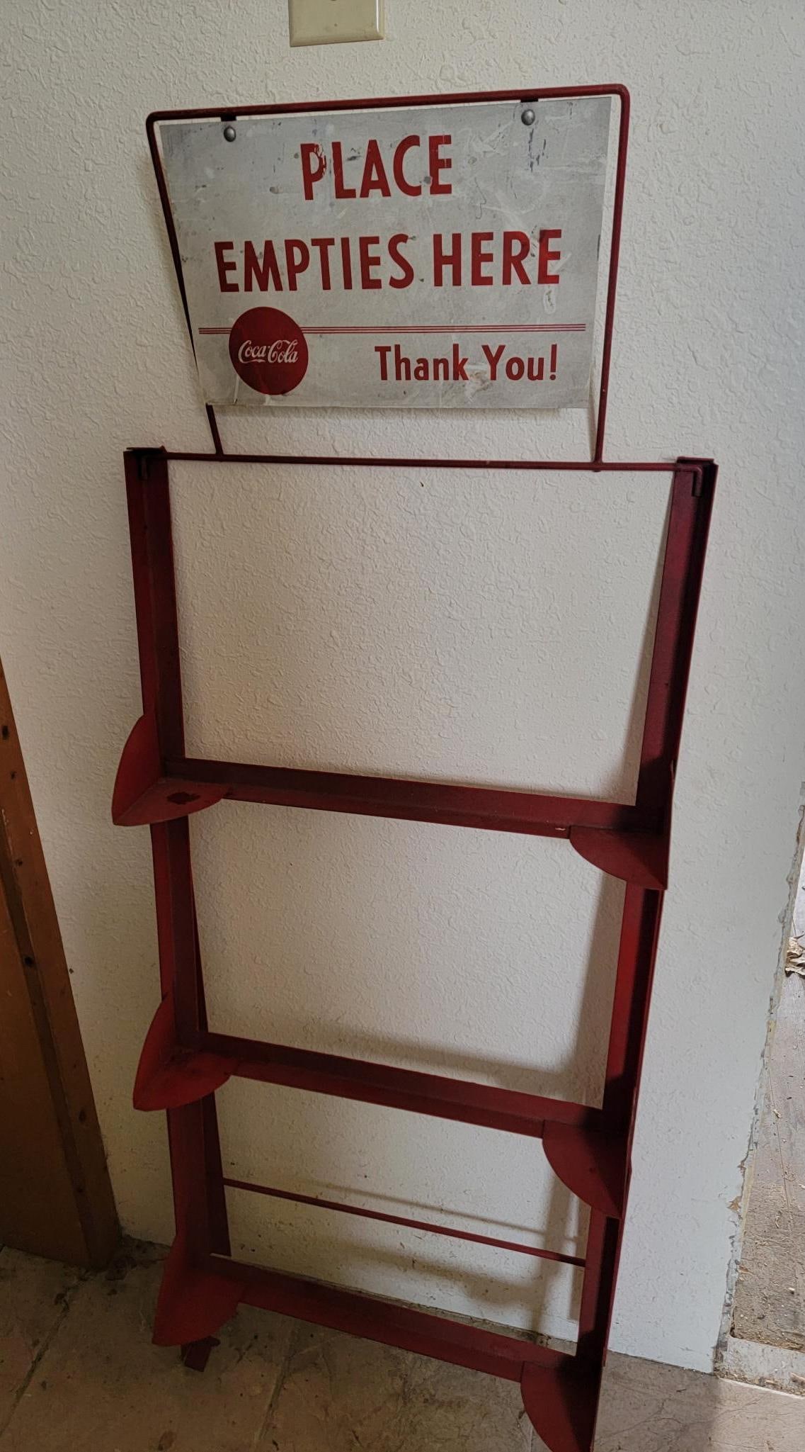 Coca-Cola "Place Empties Here Sign, Stand & Wood Crates (1 of 2)