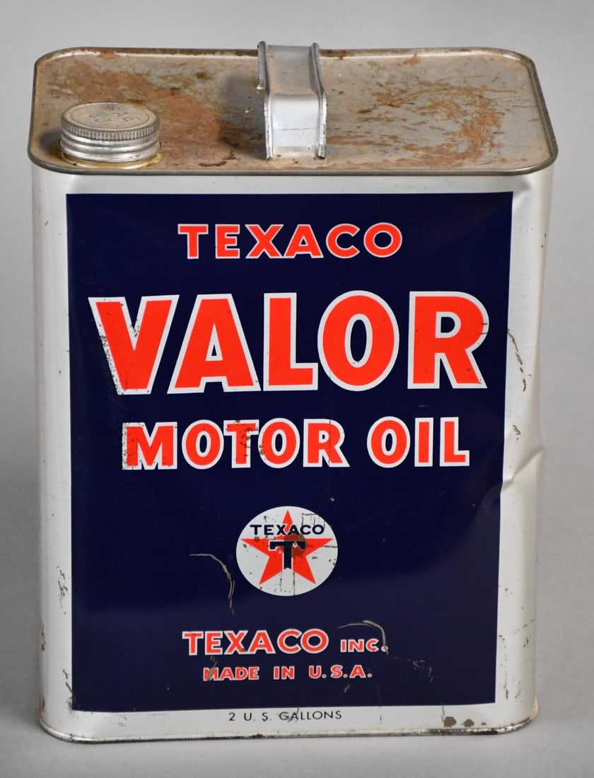 Texaco Valor Motor Oil Two-Gallon Rectangle Metal Can (1 of 4)