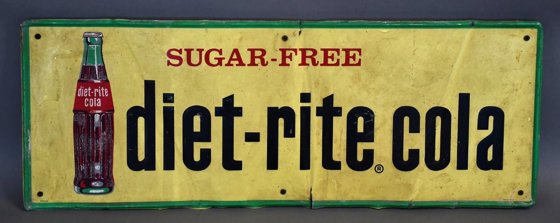 Sugar-Free diet-rite cola w/Bottle Metal Sign (1 of 3)