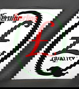 Sterling "L" Quality Porcelain Pump Sign (TAC): rated 9, 13.5"x11.25", the SSP sign has good color and gloss, tiny touched up chip at the bottom right-hand corner. TAC #046045