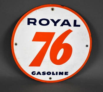 (union) Royal 76 Gasoline Porcelain Pump Sign (TAC): rated 9, 11.5"D., the SSP sign has very good color and gloss. TAC #046043