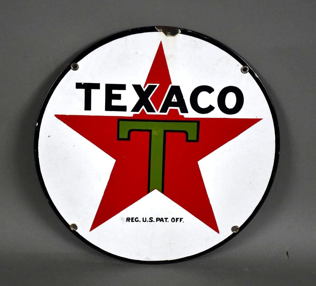 Texaco (black-T) Star Logo Porcelain Sign (TAC) (1 of 3)