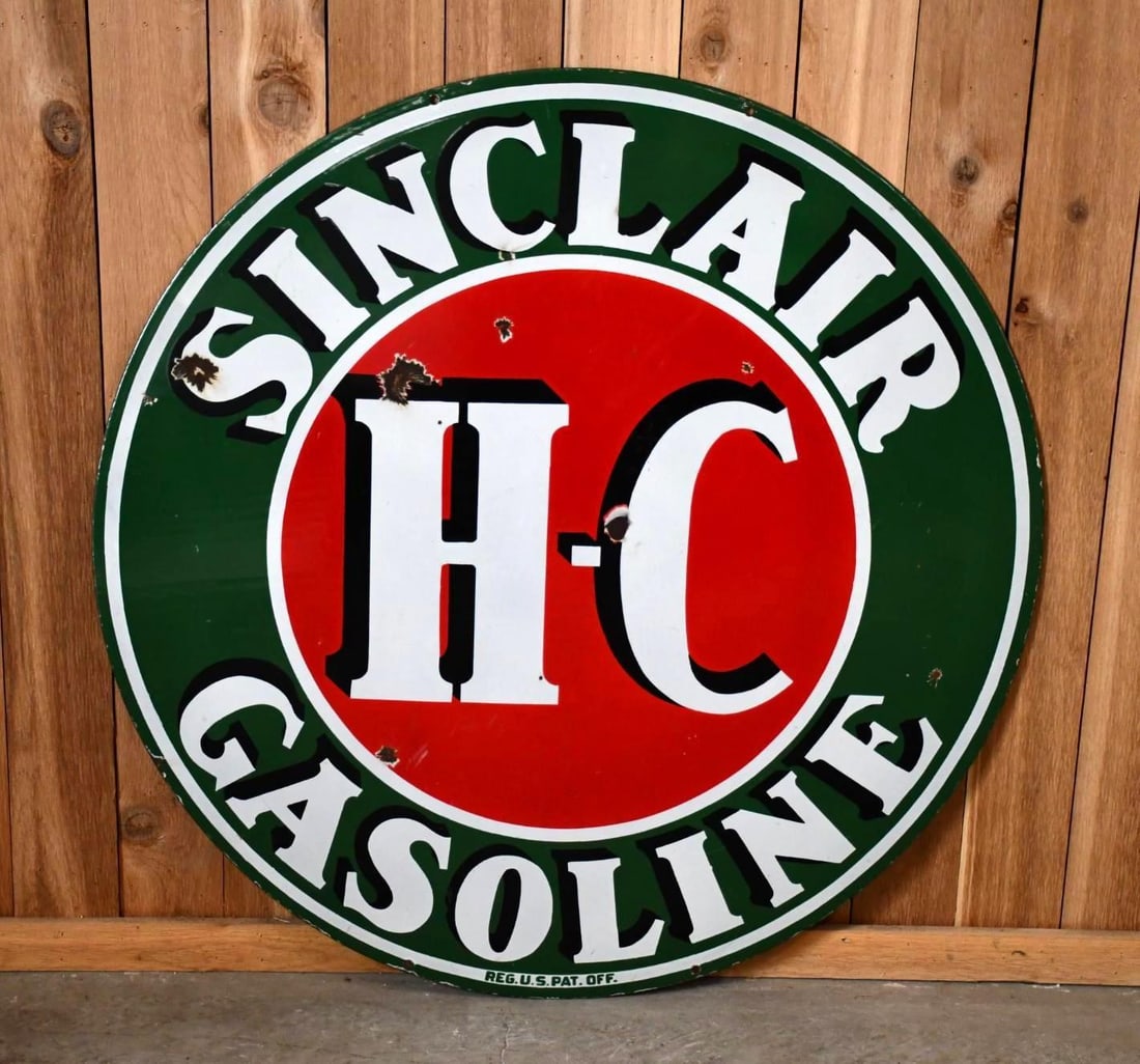 Sinclair H-C Gasoline Porcelain Sign (TAC) (1 of 8)