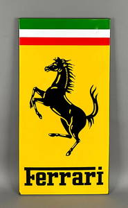 "Impressive" Ferrari w/Prancing Horse Logo Porcelain Sign (TAC)