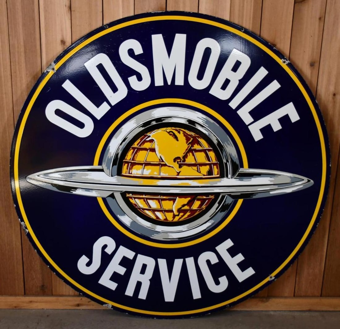 Oldsmobile Service w/ Rocket Porcelain Dealership Sign (TAC) (1 of 12)