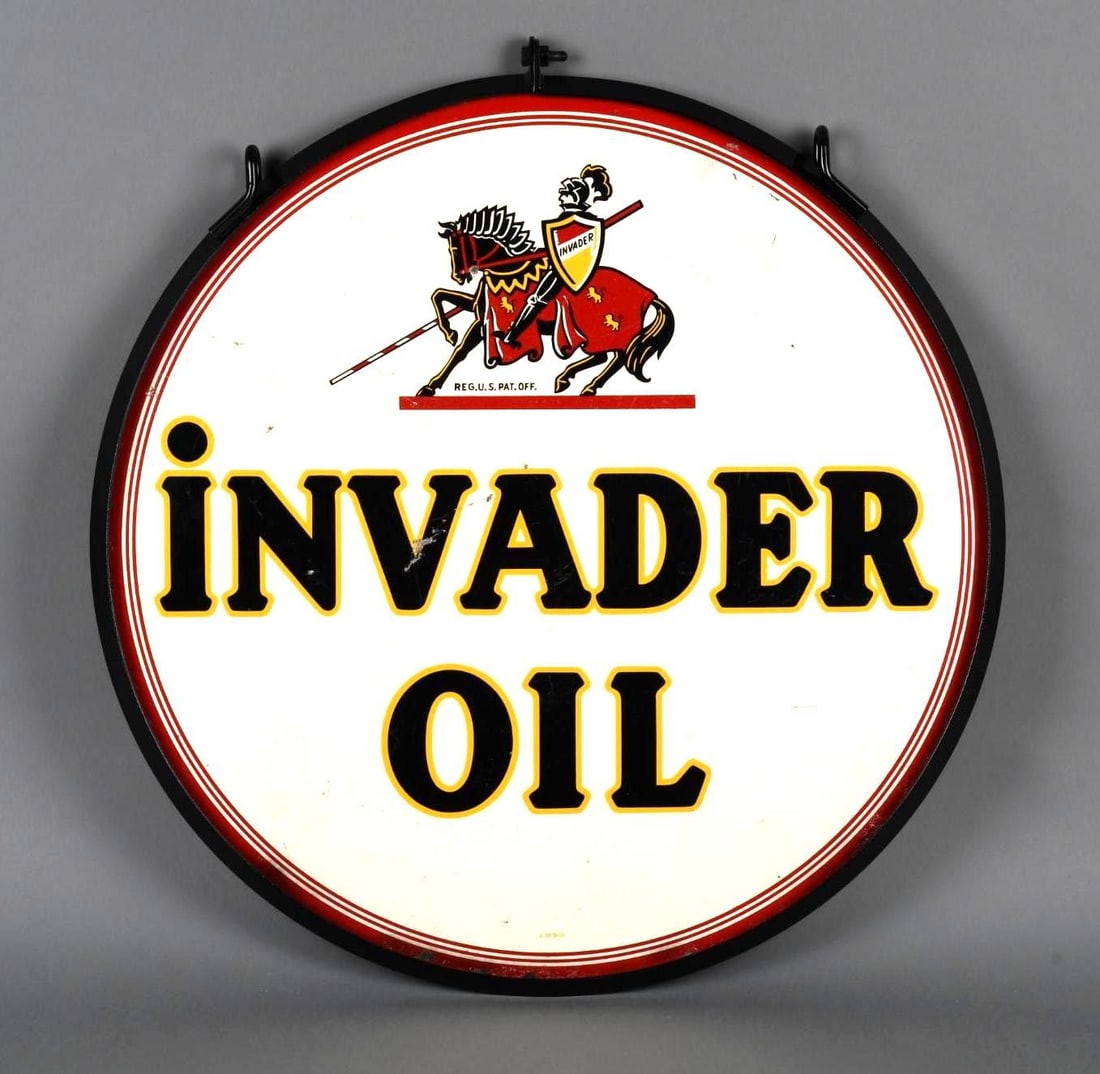 Invader Oil w/Knight on Horse Back Logo Metal Sign (TAC) (1 of 8)
