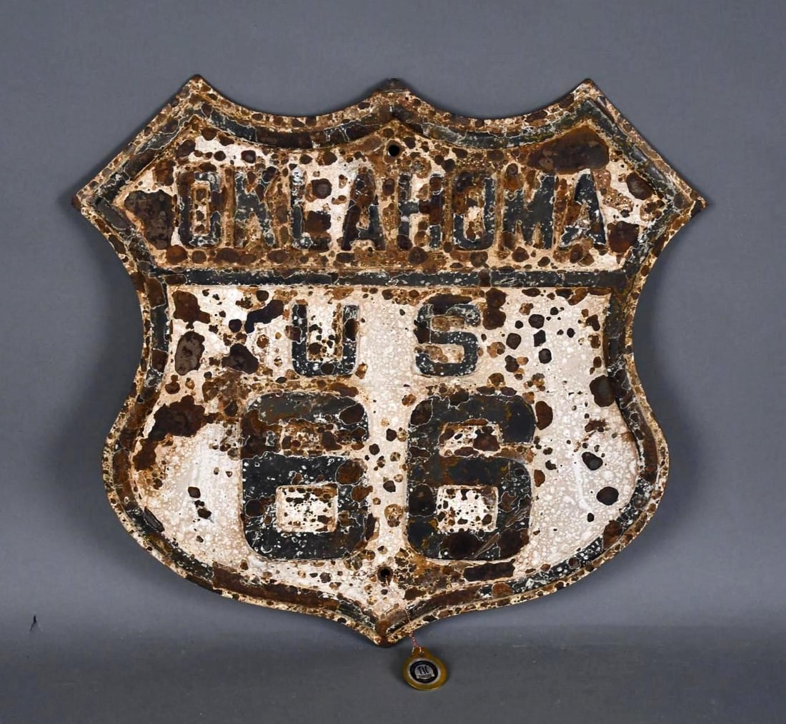 Oklahoma Route 66 Embossed Metal Sign (TAC) (1 of 5)