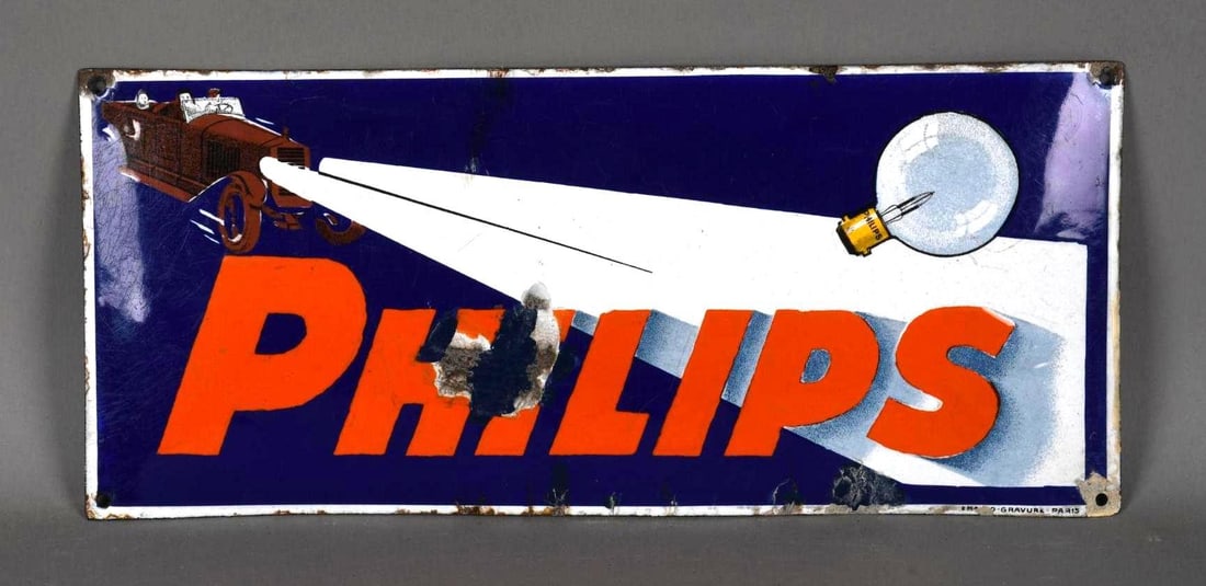 Early Phillips (Auto Lamps) w/Image Porcelain Sign (TAC) (1 of 4)