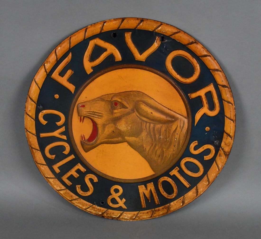 Rare Favor Cycles & Motos w/Tiger Logo Metal Sign (TAC) (1 of 4)