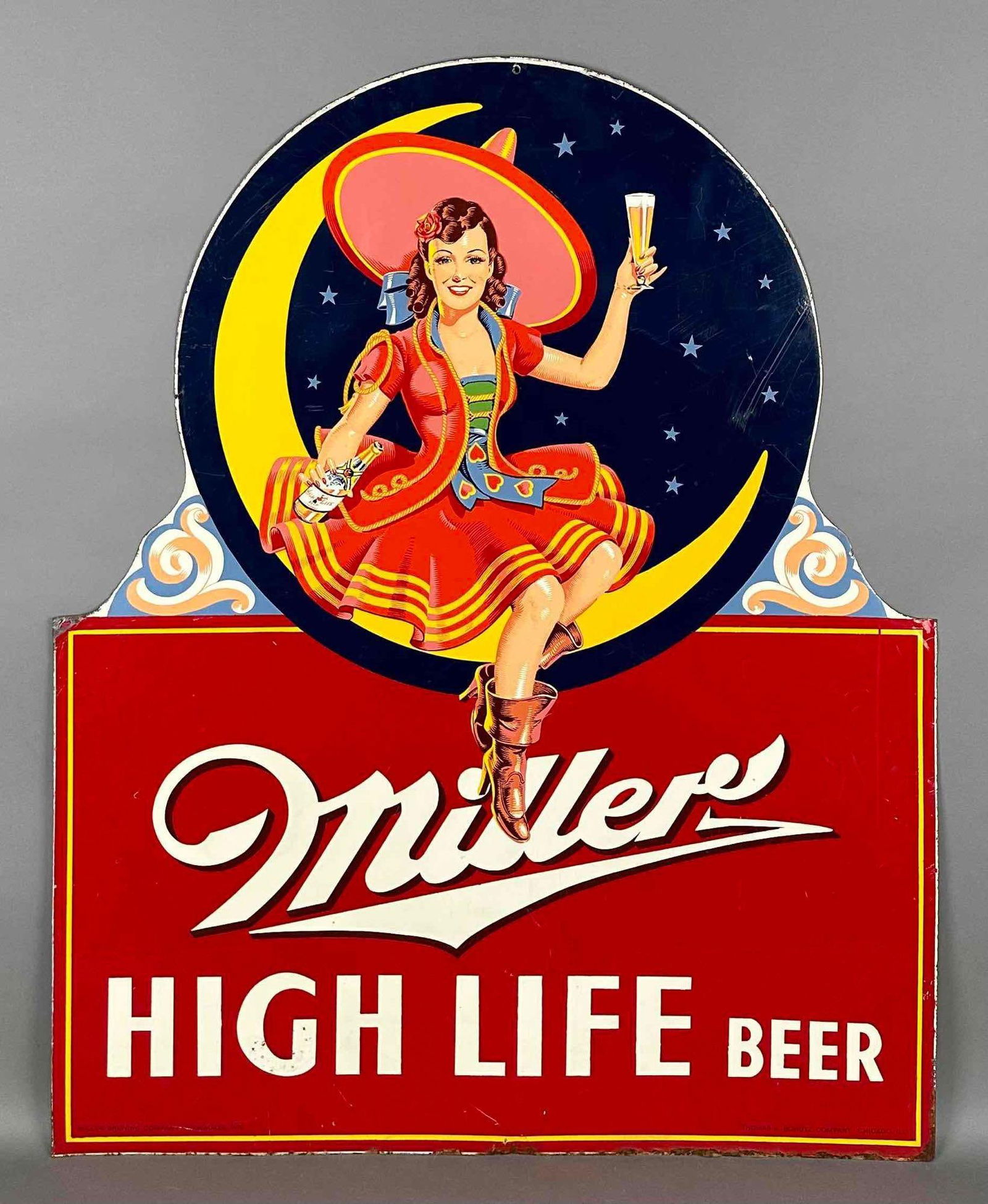 "NICE" Miller High Life Beer w/ Pretty Girl Metal Sign (TAC) (1 of 12)