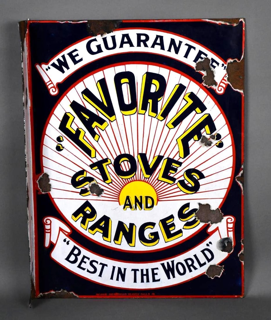 "Favorite" Stoves & Ranges "Best in the World" Porcelain Flange Sign (TAC) (1 of 7)