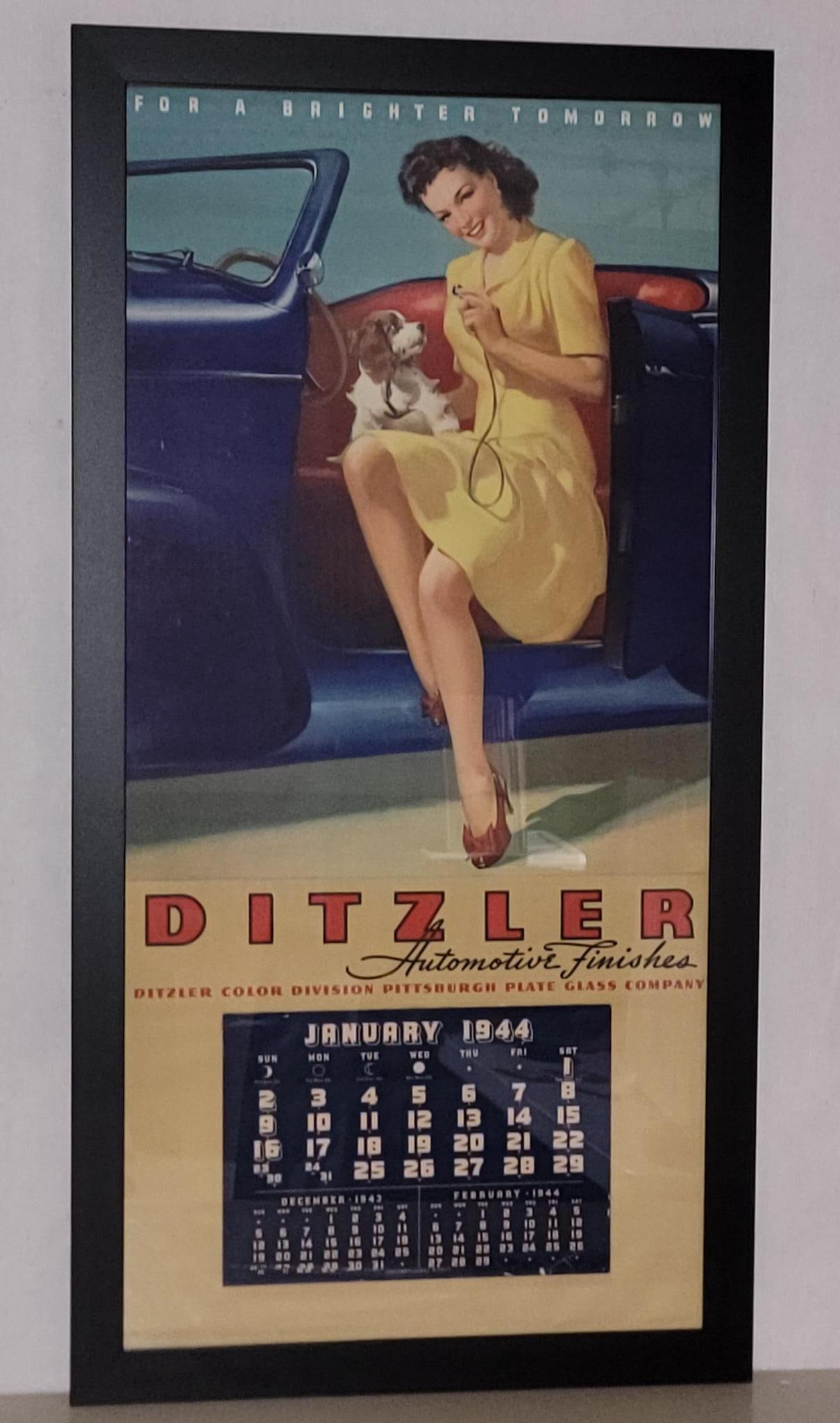 1944 Ditzler Automotive Finishes Pinup Calendar Framed (1 of 4)