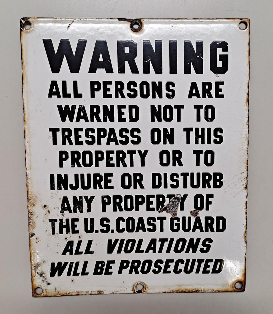 Warning Coast Guard Porcelain Sign (TAC) (1 of 4)