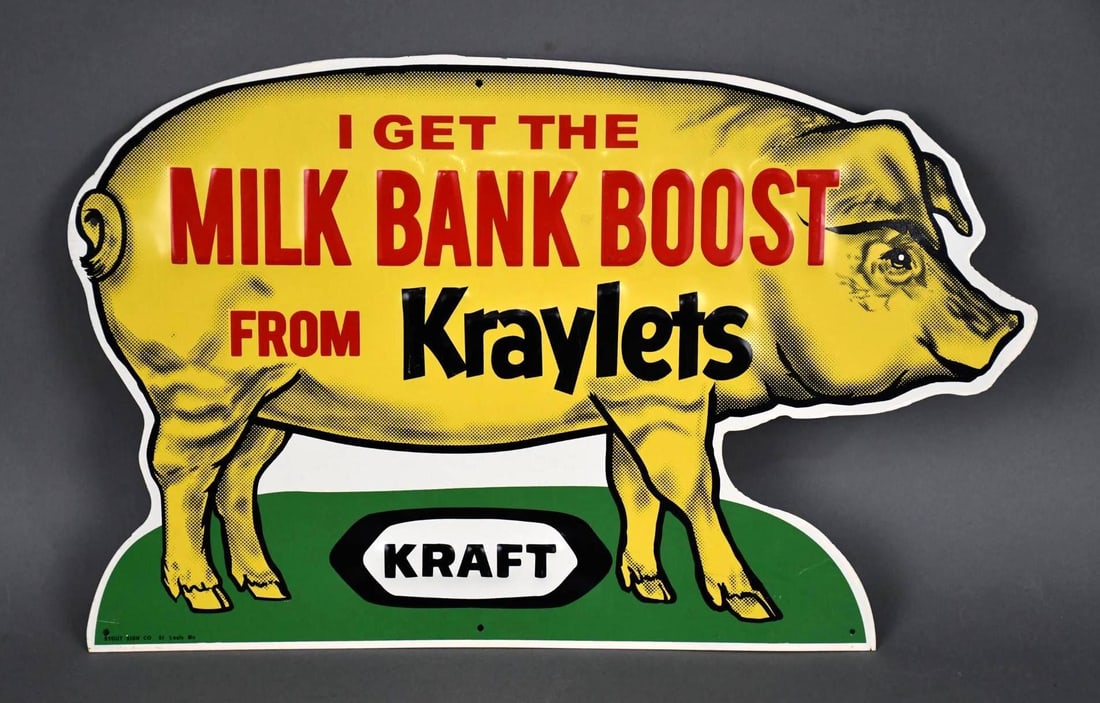Kraft Di-Cut Pig Metal Sign (1 of 5)