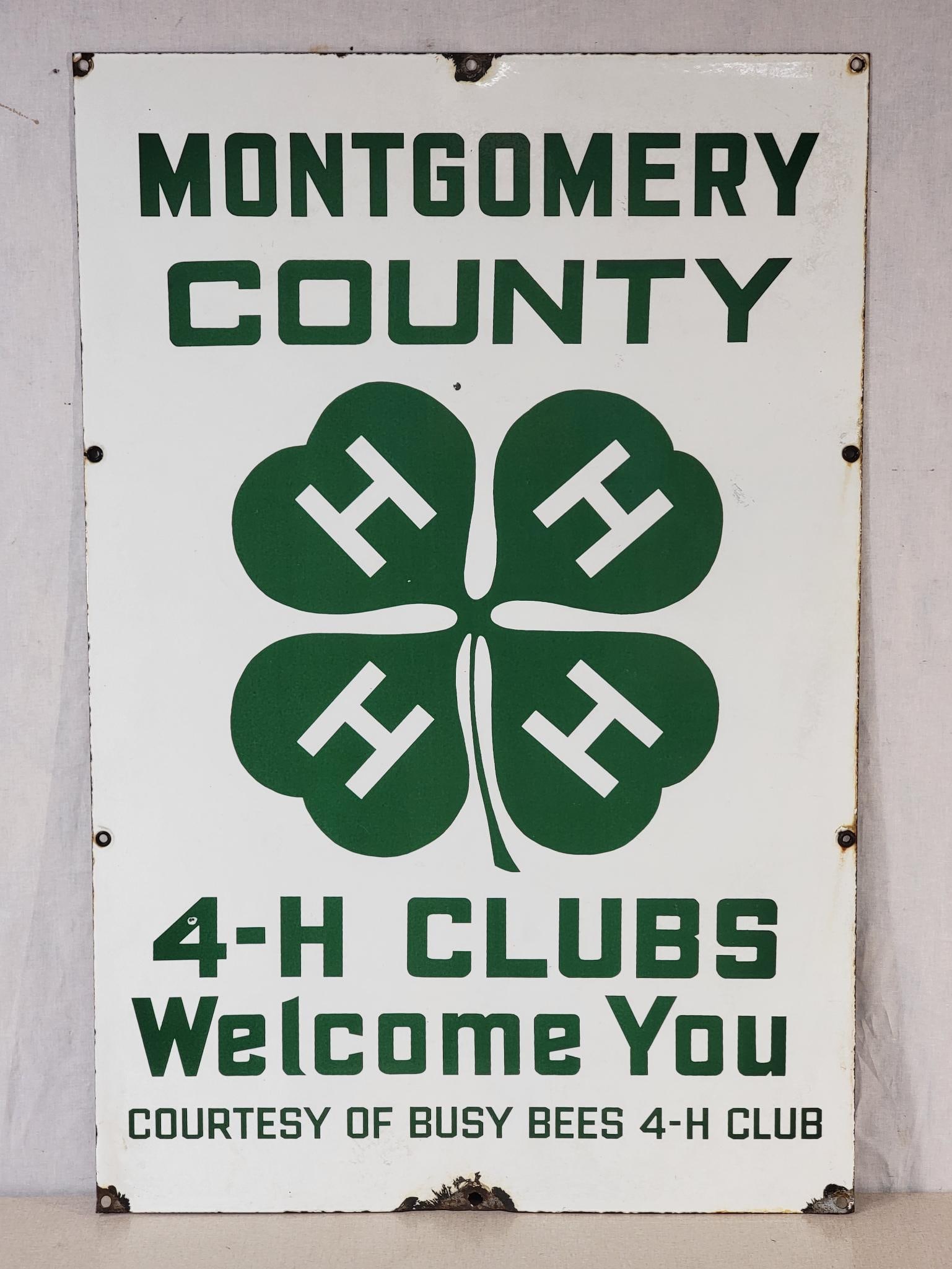 Montgomery County 4-H Club Welcome You Porcelain Sign (TAC) (1 of 5)