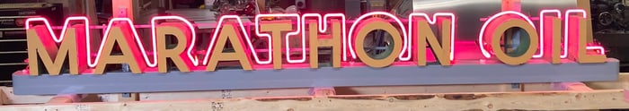 "AWESOME" Marathon Oil Porcelain Neon Letters Mounted (TAC)