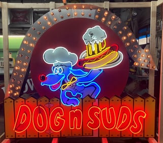 "SHARP" Original Dog n' Suds Metal Neon Sign (TAC)