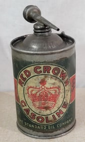 Early Red Crown Gasoline "Prime Your Cylinders" Metal Half Pint Can