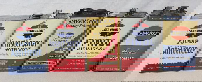 5-Standard Oil One Gallon Metal Cans
